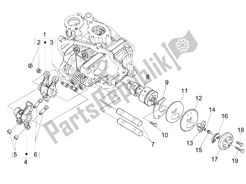 Toutes les pièces pour le Leviers à Bascule Support Unité du Piaggio MP3 300 4T 4V IE ERL Ibrido 2010