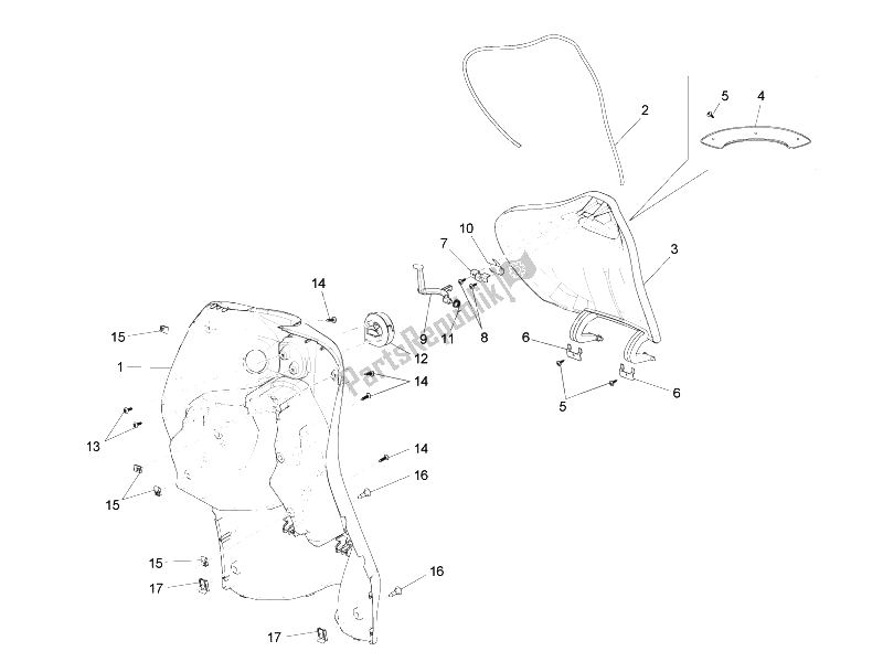 Tutte le parti per il Vano Portaoggetti Anteriore - Pannello Di Protezione Per Le Ginocchia del Piaggio Liberty 50 2T MOC 2009