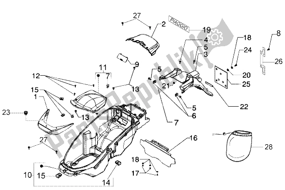 All parts for the Case-helmet of the Piaggio Beverly 250 RST 2004