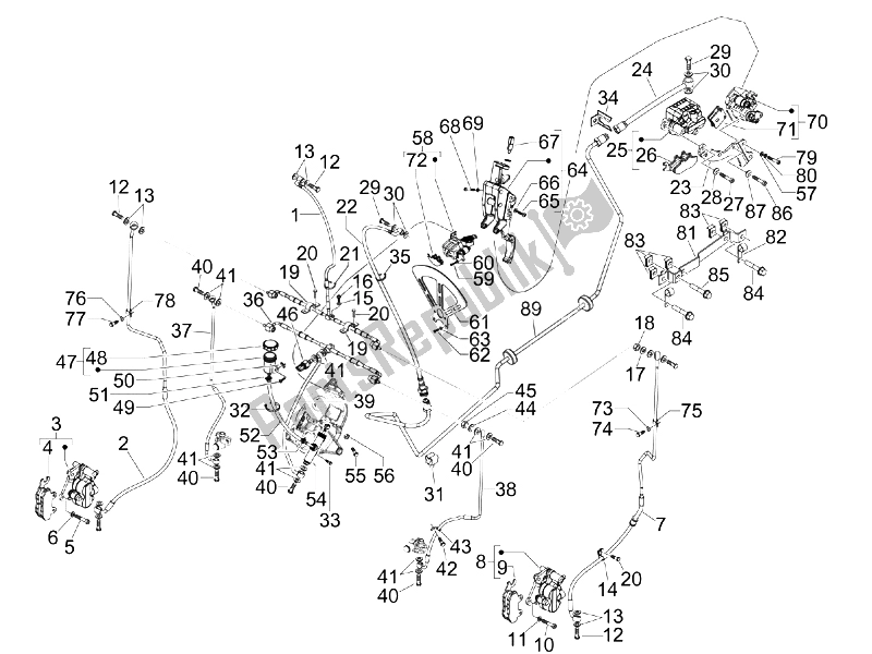 Tutte le parti per il Tubi Dei Freni - Pinze del Piaggio MP3 400 IE MIC 2008