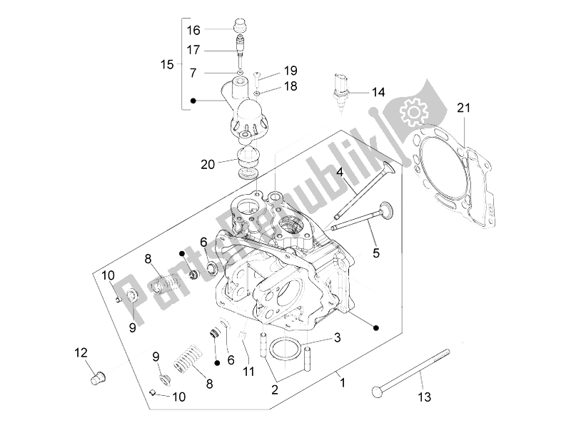 Toutes les pièces pour le Unité De Tête - Valve du Piaggio MP3 300 IE MIC 2010