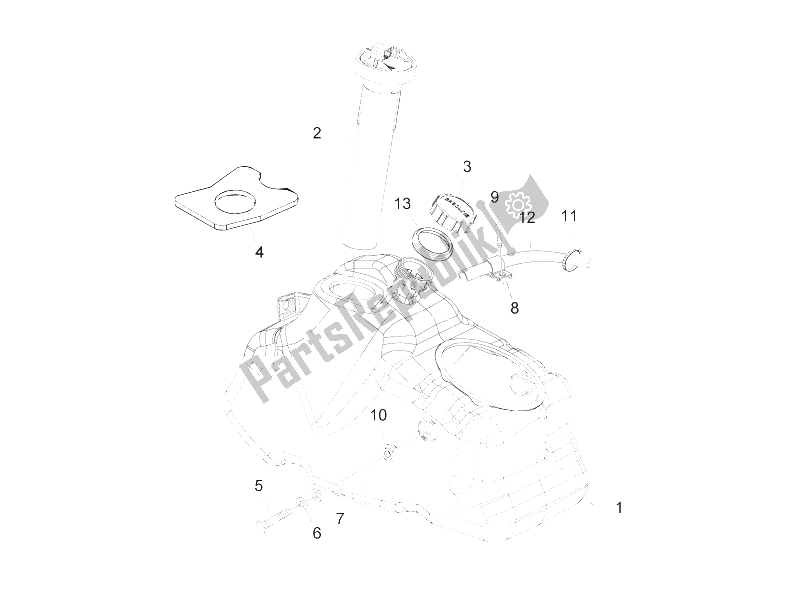 Tutte le parti per il Serbatoio Di Carburante del Piaggio BV 300 IE Tourer USA 2009