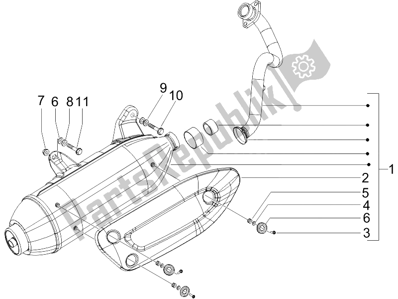 All parts for the Silencer of the Piaggio X8 125 Street Euro 2 2006