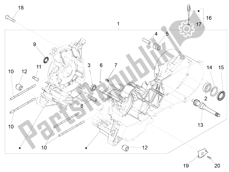 Toutes les pièces pour le Carter du Piaggio FLY 50 4T 4V USA 2 2014