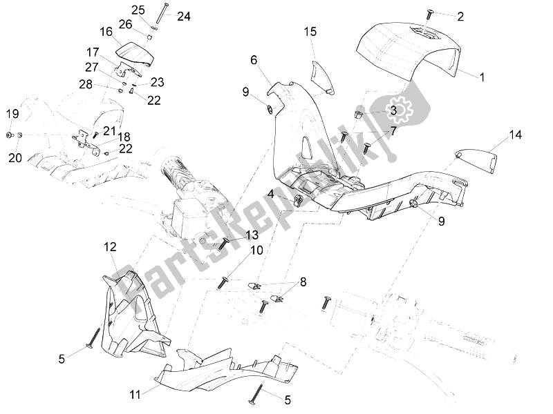 Toutes les pièces pour le Couvertures De Guidon du Piaggio X 10 500 4T 4V I E E3 2012