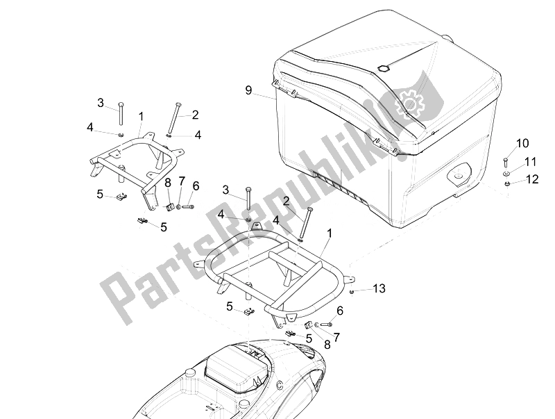 Toutes les pièces pour le Porte-bagages Arrière du Piaggio Liberty 125 4T Delivery E3 2007