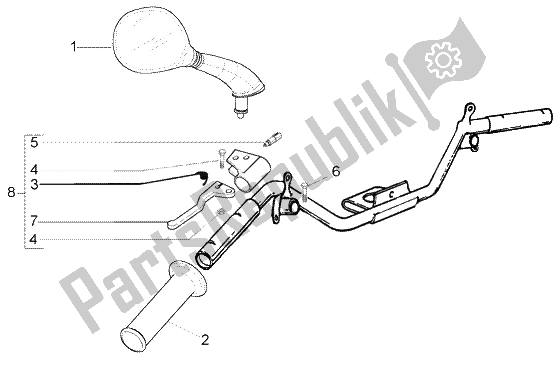 All parts for the Handlebars Component Parts (2) of the Piaggio FLY 50 4T 2007