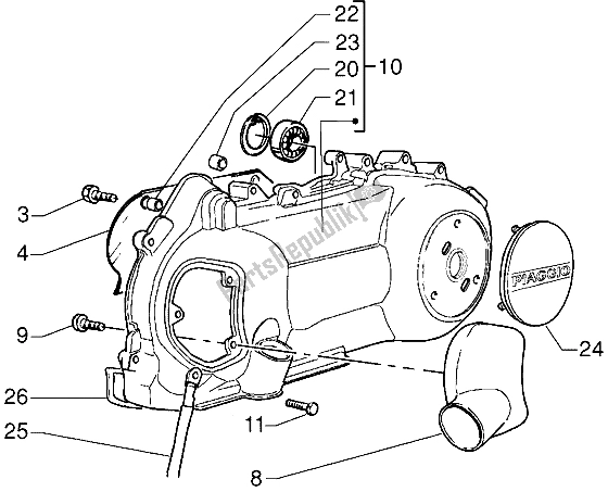 Toutes les pièces pour le Refroidissement Du Carter du Piaggio X9 125 2000