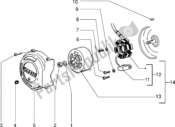 All parts for the Flywheel Magneto of the Piaggio NRG 50 1995