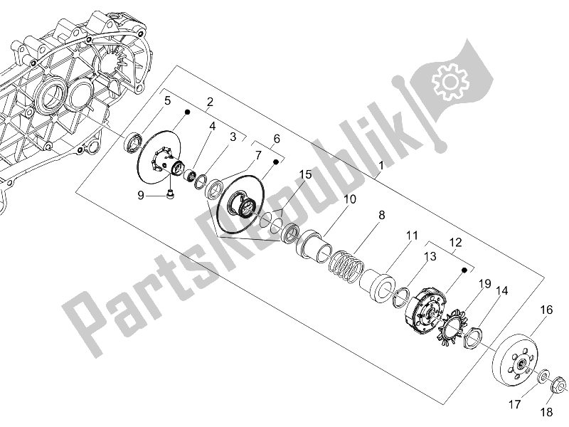 Tutte le parti per il Puleggia Condotta del Piaggio Liberty 200 4T Sport E3 2006