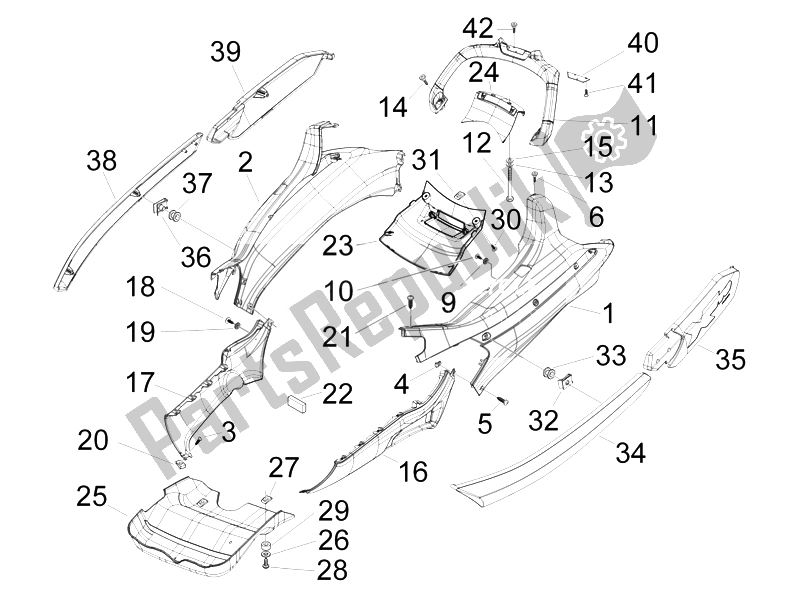 Todas las partes para Cubierta Lateral - Alerón de Piaggio X EVO 250 Euro 3 2007