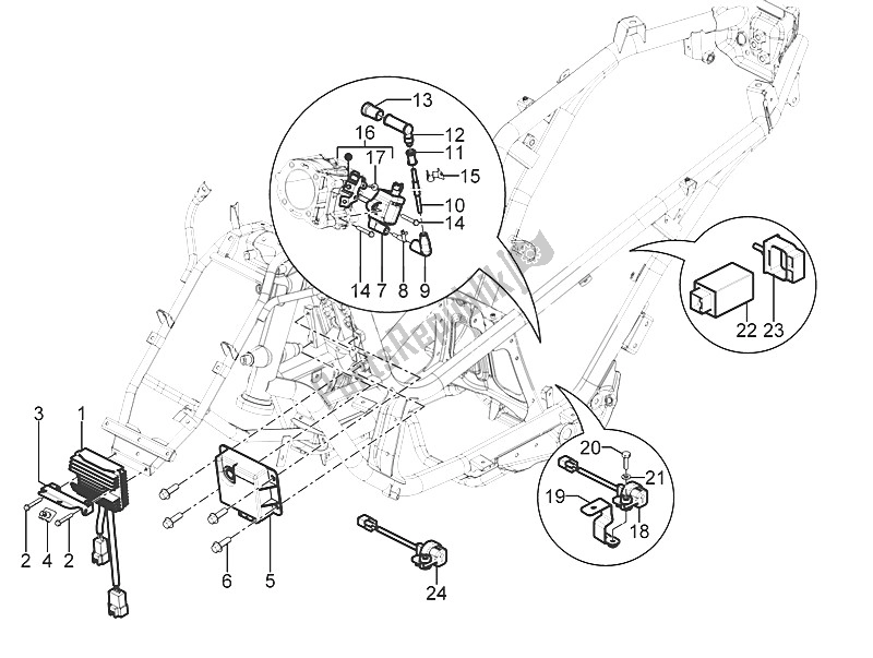 Toutes les pièces pour le Régulateurs De Tension - Unités De Commande électronique (ecu) - H. T. Bobine du Piaggio MP3 300 Yourban ERL 2011