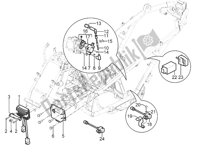 All parts for the Voltage Regulators - Electronic Control Units (ecu) - H. T. Coil of the Piaggio MP3 300 Yourban LT ERL 2011