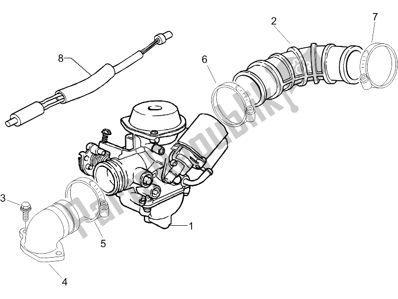 Toutes les pièces pour le Carburateur, Montage - Tuyau Union du Piaggio Liberty 50 4T Delivery 2006