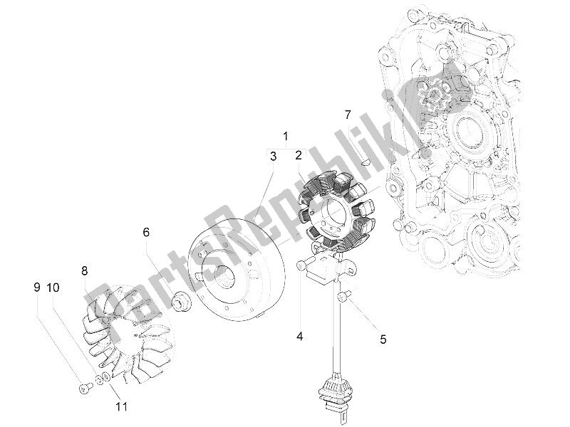 All parts for the Flywheel Magneto of the Piaggio Liberty 125 4T 2V IE E3 Vietnam 2011