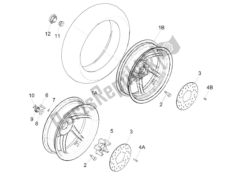 Toutes les pièces pour le Roue Arrière du Piaggio NRG Power DD 50 2016