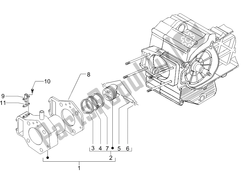 Toutes les pièces pour le Unité Cylindre-piston-axe De Poignet du Piaggio MP3 500 USA 2007