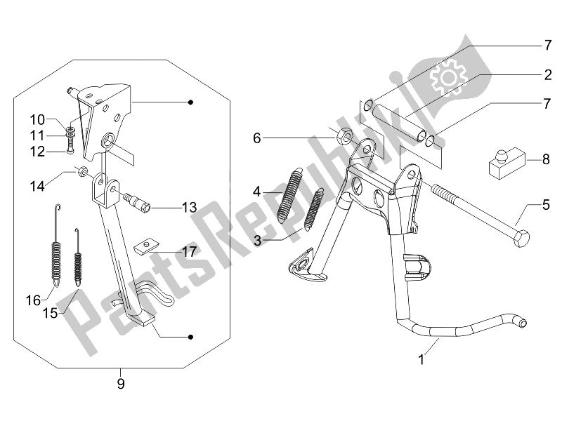 All parts for the Stand/s of the Piaggio Liberty 125 4T PTT E3 F 2007