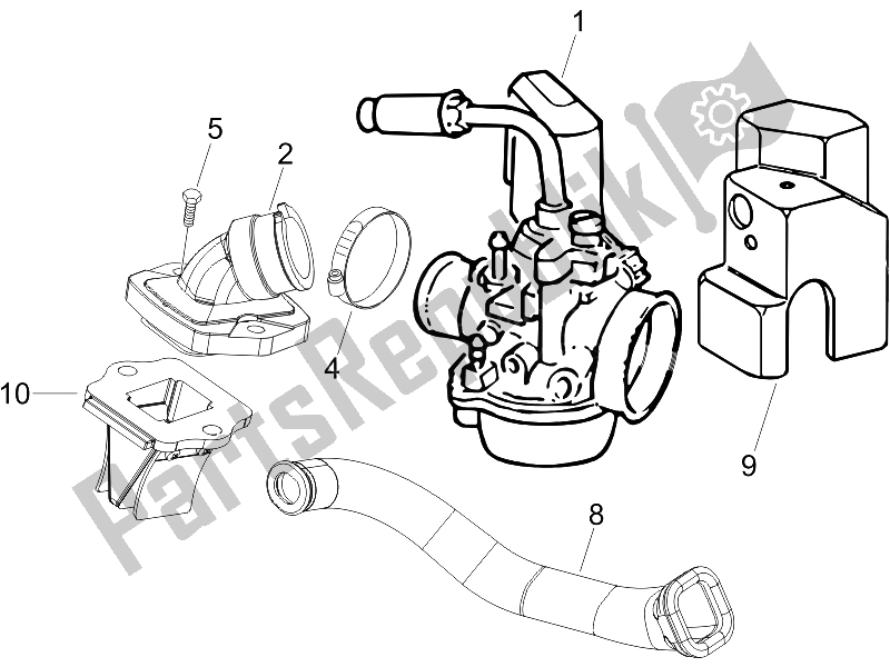 All parts for the Carburettor, Assembly - Union Pipe of the Piaggio Liberty 50 2T Sport UK 2006