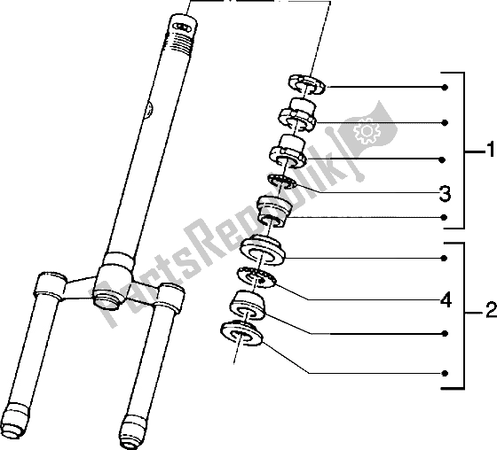All parts for the Steering Bearing Ball Tracks of the Piaggio Typhoon 50 XR 2000