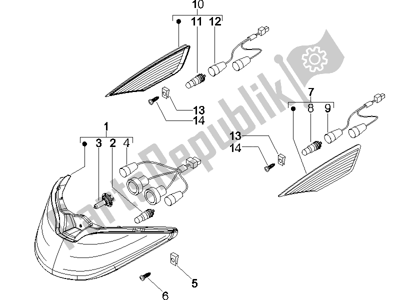 Todas las partes para Faros Delanteros - Luces Intermitentes de Piaggio X8 125 Premium Euro 2 2006