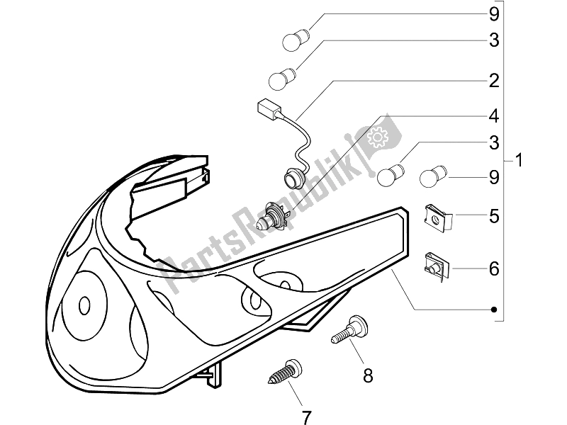 Toutes les pièces pour le Phares Avant - Clignotants du Piaggio Beverly 400 IE E3 2006