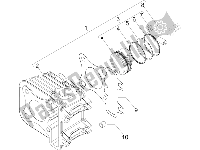 Toutes les pièces pour le Unité Cylindre-piston-axe De Poignet du Piaggio Liberty 50 4T PTT B NL 2006