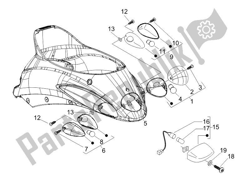 Toutes les pièces pour le Phares Arrière - Clignotants du Piaggio Liberty 125 4T PTT E3 F 2007