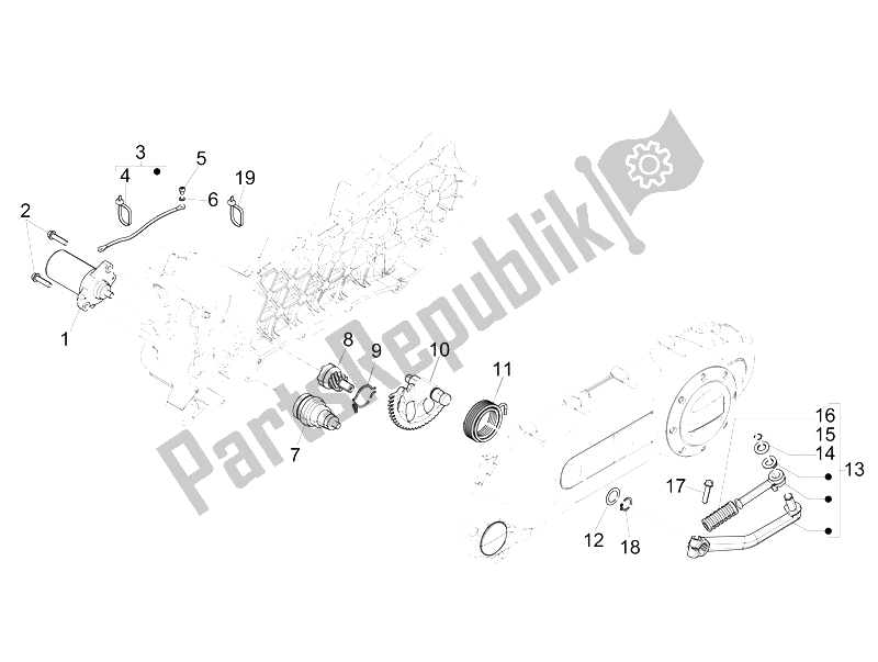 All parts for the Stater - Electric Starter of the Piaggio Liberty 50 4T PTT 2009