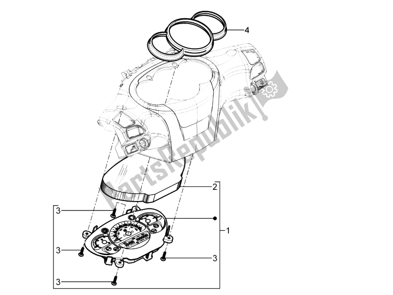 Todas las partes para Tablero Combinado De Medidor de Piaggio Beverly 300 RST S 4T 4V IE E3 2010