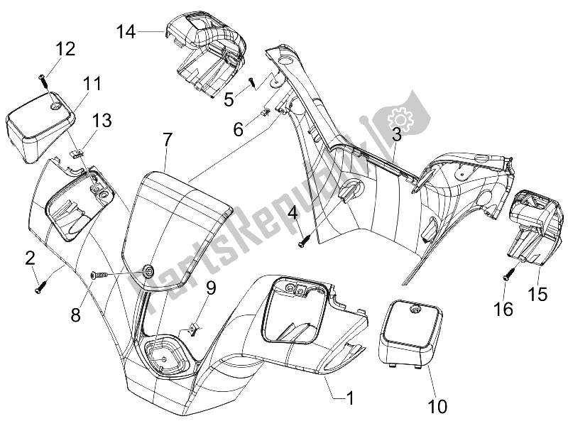 All parts for the Handlebars Coverages of the Piaggio MP3 400 IE MIC 2008