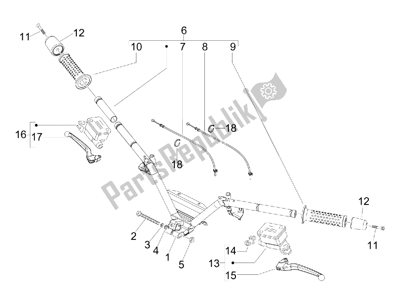 Todas las partes para Manillar - Master Cil. De Piaggio MP3 400 IE MIC USA 2009