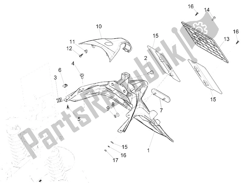 Todas las partes para Cubierta Trasera - Protector Contra Salpicaduras de Piaggio Medley 150 4T IE ABS 2016