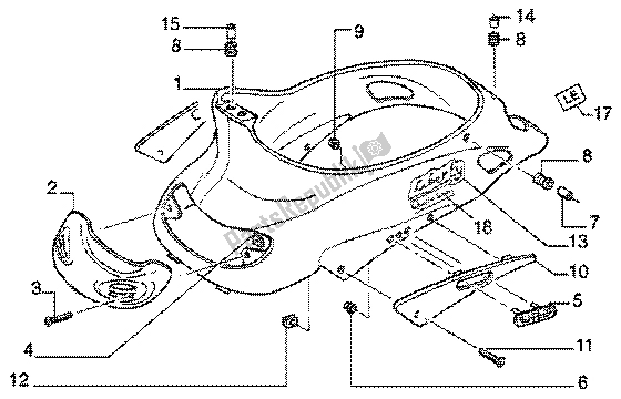 All parts for the Central Protection of the Piaggio Liberty 50 4T 2001