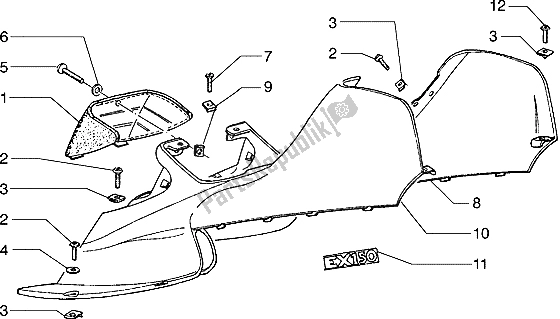 All parts for the Upper Side Panels of the Piaggio Hexagon 125 1996