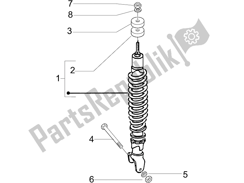 Toutes les pièces pour le Suspension Arrière - Amortisseur / S du Piaggio Liberty 50 4T Sport 2006