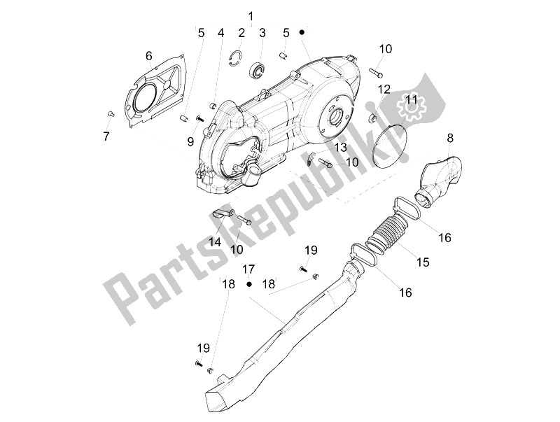 All parts for the Crankcase Cover - Crankcase Cooling of the Piaggio Liberty 125 4T Delivery E3 2009