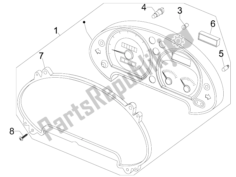 Toutes les pièces pour le Tableau De Bord Combiné du Piaggio Beverly 250 Tourer E3 2007