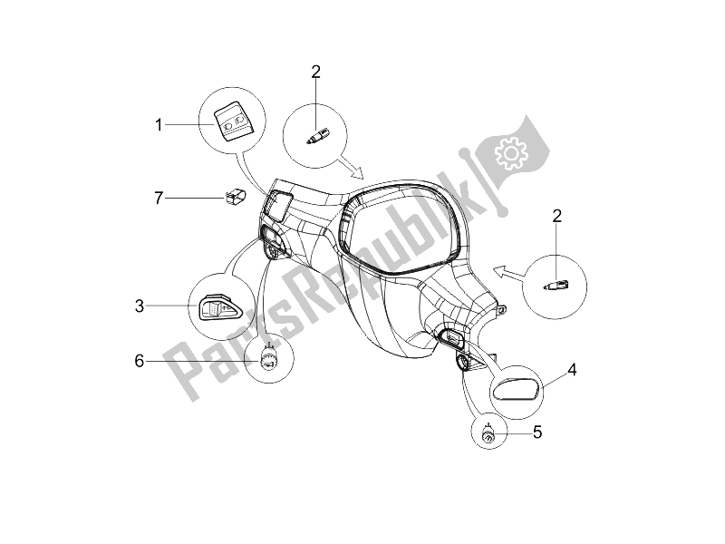 Toutes les pièces pour le Sélecteurs - Interrupteurs - Boutons du Piaggio Liberty 125 4T Sport E3 2006