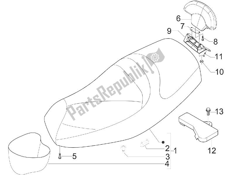 Toutes les pièces pour le Selle / Sièges - Rouleau D'outils du Piaggio MP3 400 RL Touring 2011