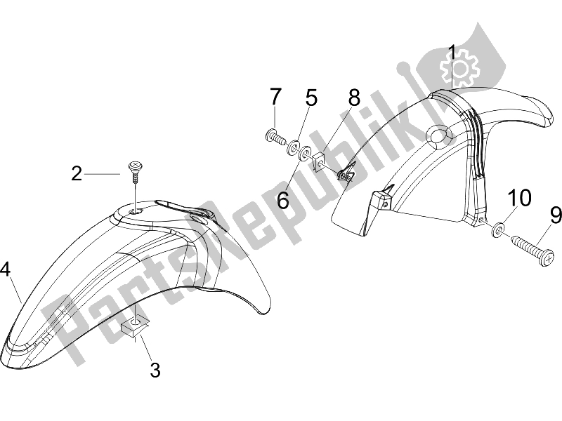 Toutes les pièces pour le Logement De Roue - Garde-boue du Piaggio Liberty 50 2T Sport 2007