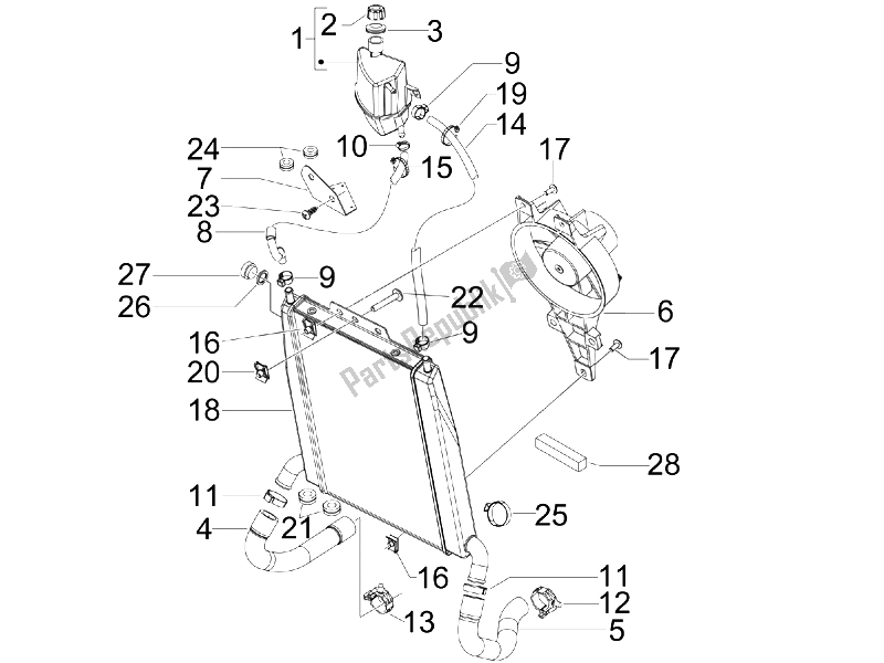 Toutes les pièces pour le Système De Refroidissement du Piaggio X7 125 Euro 3 2008