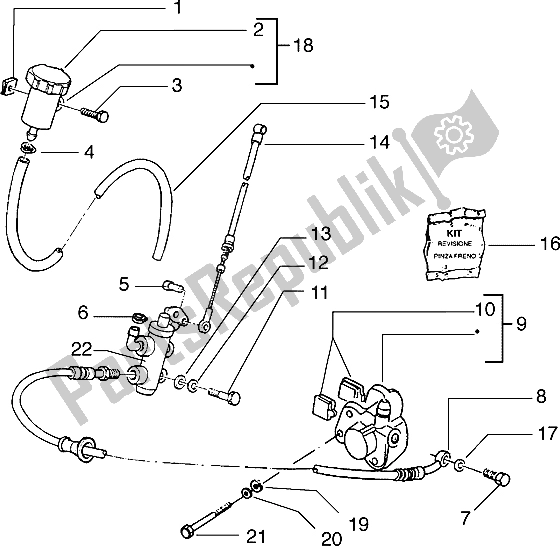 Tutte le parti per il Pinza Freno-cilindro Freno Anteriore del Piaggio Typhoon 125 X 2000
