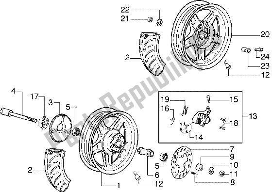 Toutes les pièces pour le Roue Avant-roue Arrière du Piaggio Diesis 50 2004