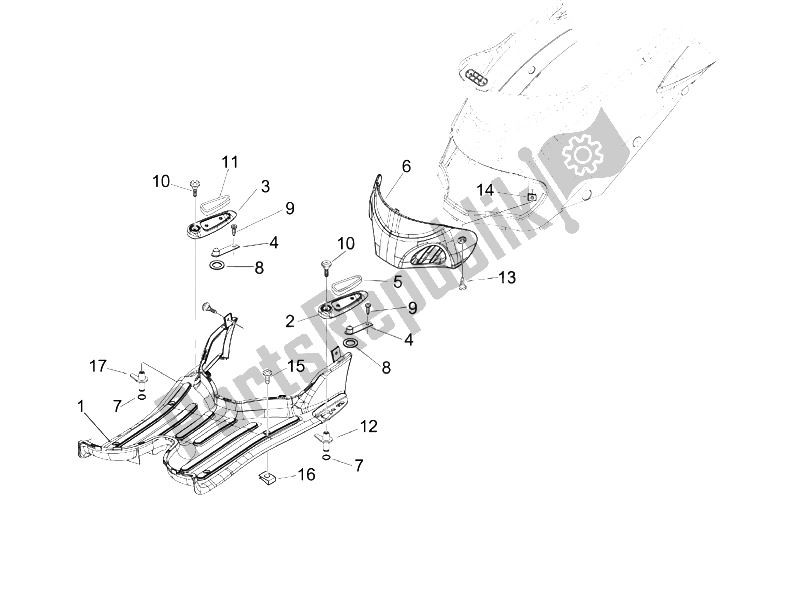 All parts for the Central Cover - Footrests of the Piaggio Liberty 50 2T Sport UK 2006