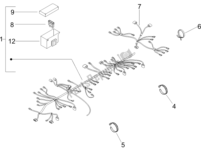All parts for the Main Cable Harness of the Piaggio Liberty 125 4T PTT E3 F 2007