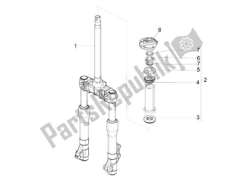 Toutes les pièces pour le Fourche / Tube De Direction - Palier De Direction du Piaggio Beverly 300 IE ABS E4 EU 2016