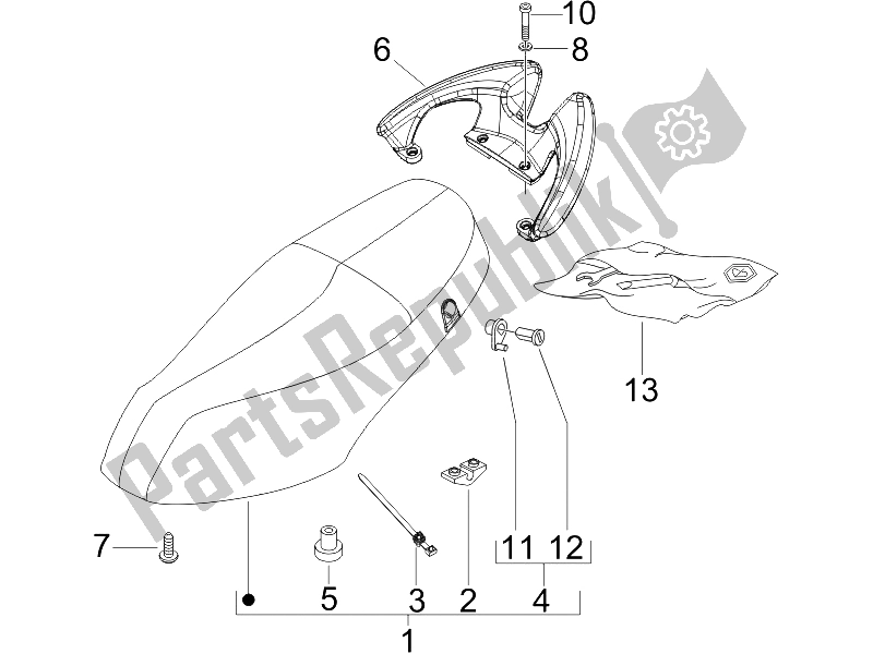 All parts for the Saddle/seats of the Piaggio FLY 150 4T 2006