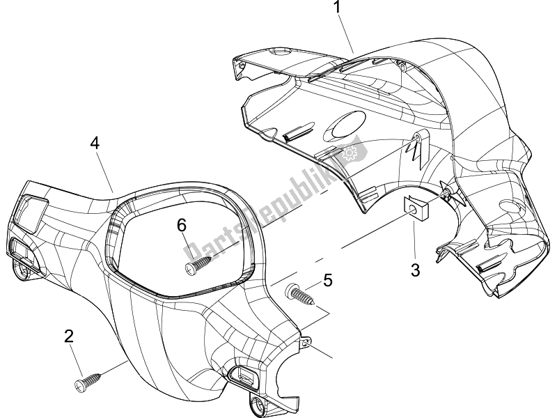 All parts for the Handlebars Coverages of the Piaggio Liberty 50 4T Delivery 2010