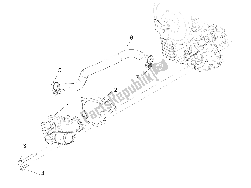 Toutes les pièces pour le Pompe De Refroidissement du Piaggio Beverly 350 4T 4V IE E3 Sport Touring 2014